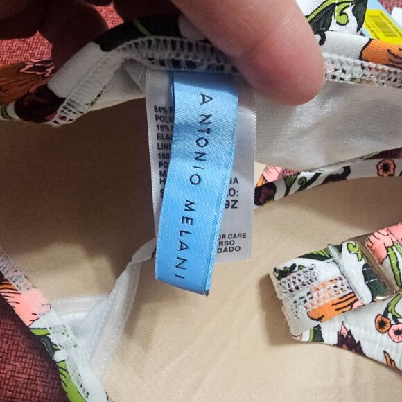 Antonio Melani Floral Twist Bandeau Bikini Set Large 2 Piece Retro Floral Print - Picture 5 of 9